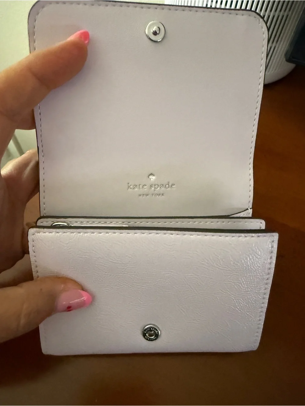 Kate Spade Bridget Crinkled Patent Leather Wallet In Lilac Moonlight